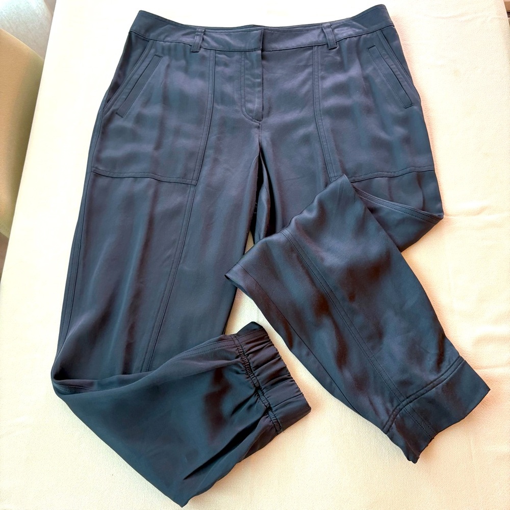 LOFT Dark Blue Gray Dress Slacks! Muted satin fabric! Great condition! Size 10